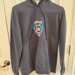 Gray next level Graphic monkey with headphones Hoodie